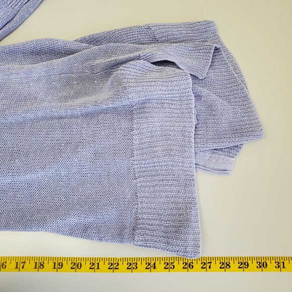 J. Jill Cardigan Womens Small Missy Open Front Linen Open Knit 3/4 Sleeve Blue - Picture 8 of 9